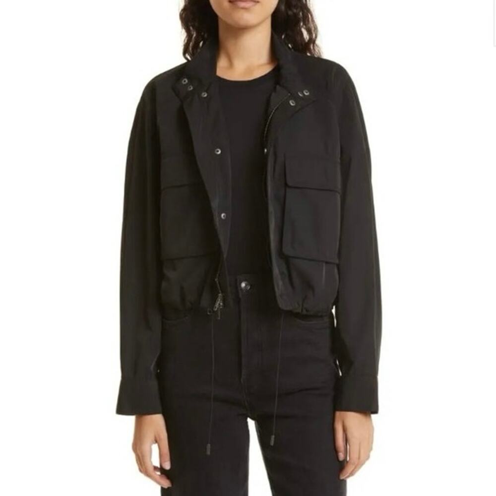 Womens ATM Patch Pocket Cargo Jacket Black Size M EUC!